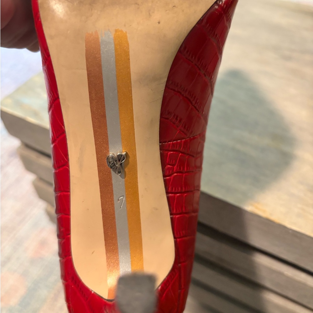 Sam Edelman Red Croc-Pattern Heels - Picture 2 of 4